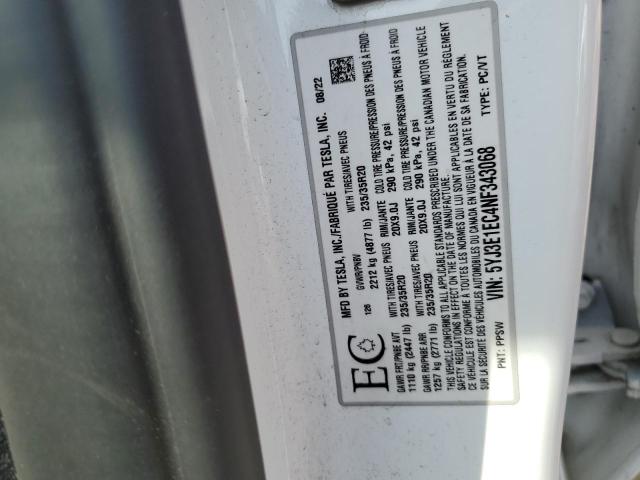 2022 TESLA MODEL 3 - 5YJ3E1EC4NF343068