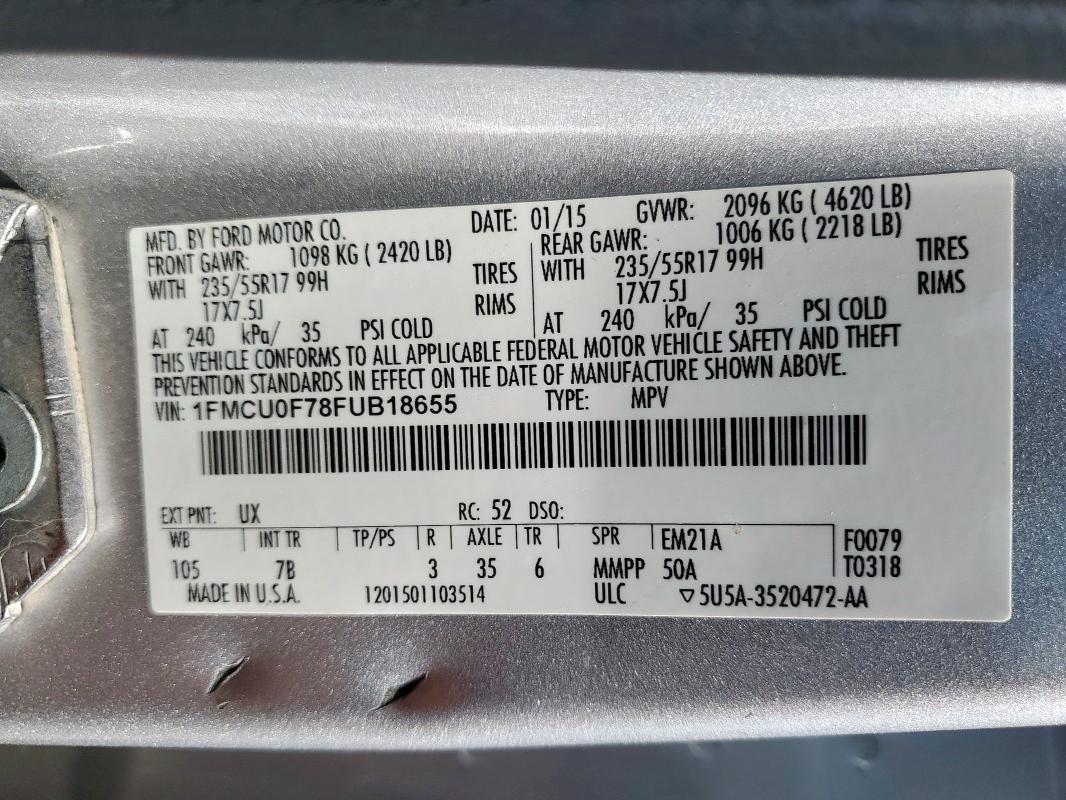 2015 FORD ESCAPE S - 1FMCU0F78FUB18655