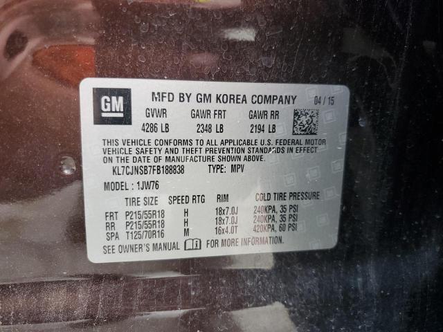 2015 CHEVROLET TRAX LTZ KL7CJNSB7FB188838