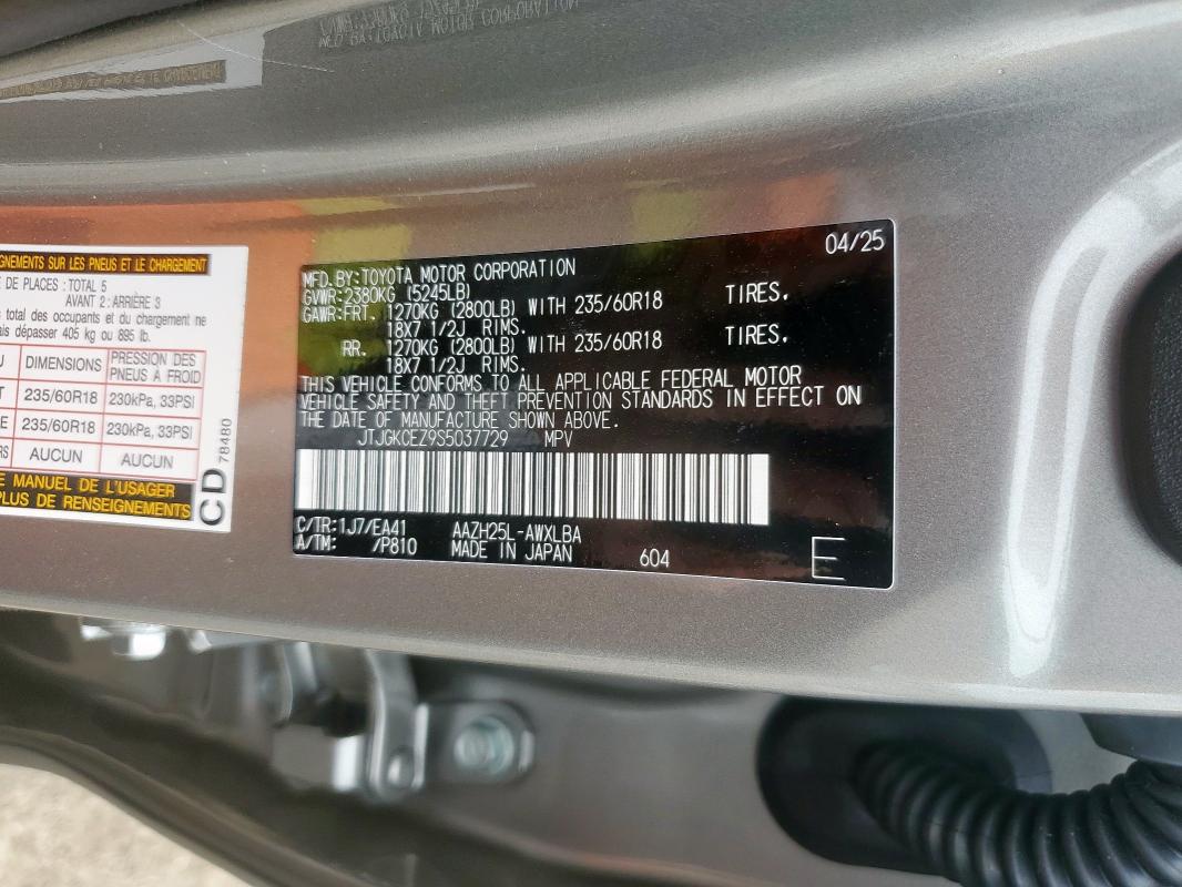 2025 LEXUS NX 350H BA JTJGKCEZ9S5037729
