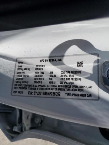 2022 TESLA MODEL 3 5YJ3E1EB5NF265052