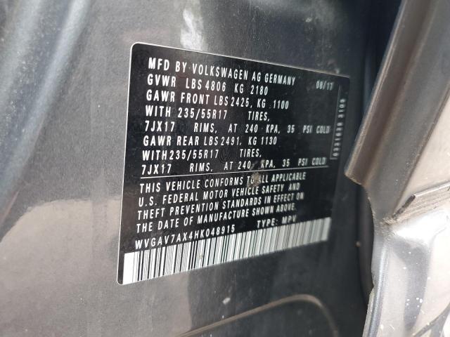 2017 VOLKSWAGEN TIGUAN S WVGAV7AX4HK048915