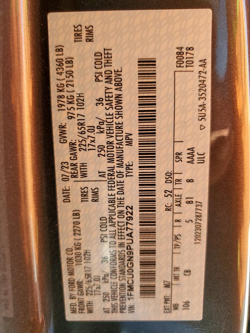 2023 FORD ESCAPE ACT 1FMCU0GN9PUA77922
