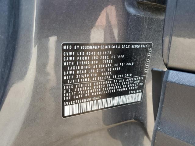 2022 VOLKSWAGEN TAOS SE IQ 3VVLX7B26NM016547