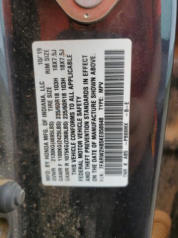 2019 HONDA CRV EXL 7FARW2H85KE058948