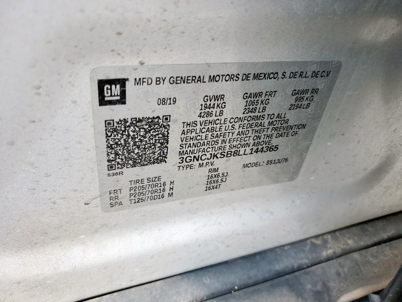2020 CHEVROLET TRAX LS 3GNCJKSB8LL144365
