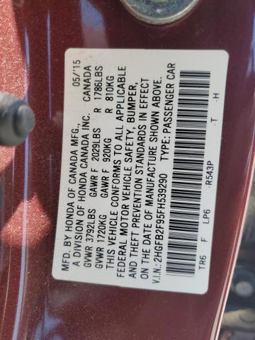 2015 HONDA CIVIC EXL 2HGFB2F95FH539290