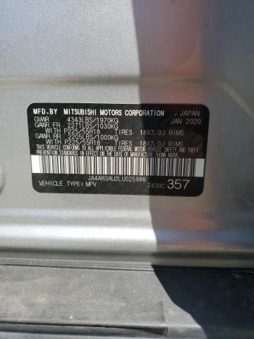 2020 MITSUBISHI OUTLANDER JA4AR3AU2LU025986