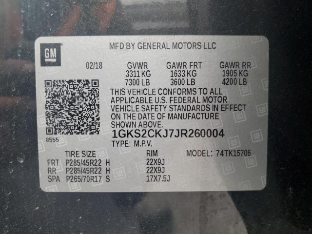 2018 GMC YUKON DENA 1GKS2CKJ7JR260004