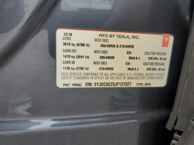 2018 TESLA MODEL X - 5YJXCAE20JF137027