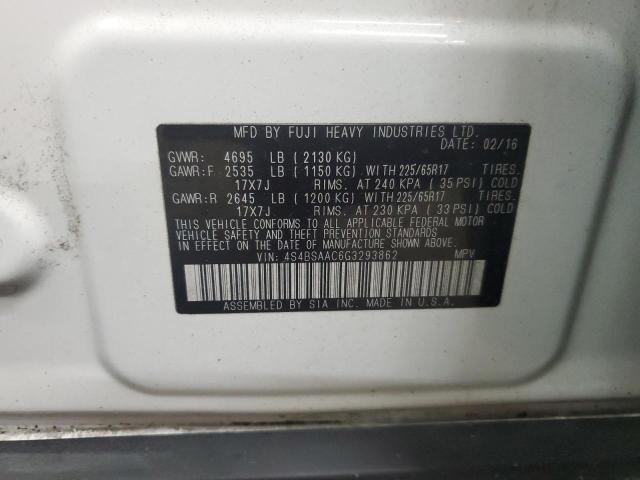 2016 SUBARU OUTBACK 2. 4S4BSAAC6G3293862