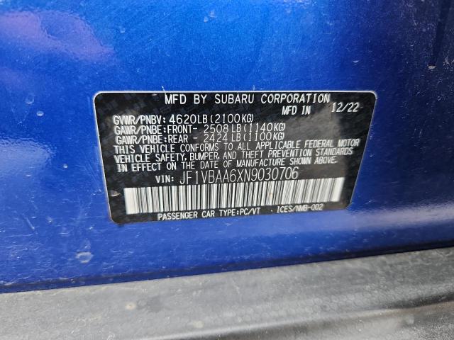 2022 SUBARU WRX JF1VBAA6XN9030706
