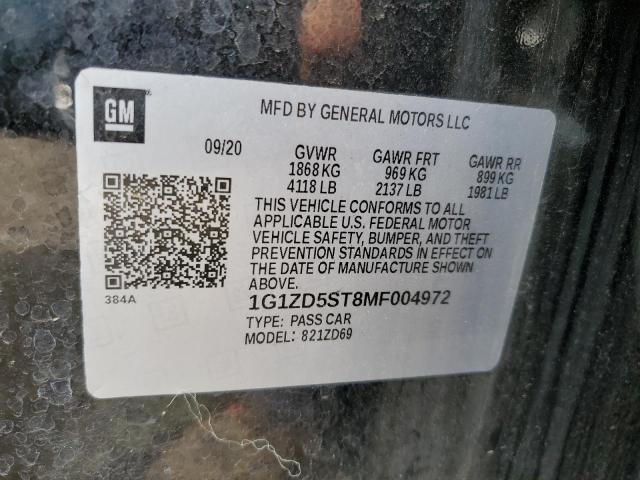 2021 CHEVROLET MALIBU LT 1G1ZD5ST8MF004972