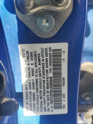 2018 HONDA CIVIC LX 19XFC2F62JE005945