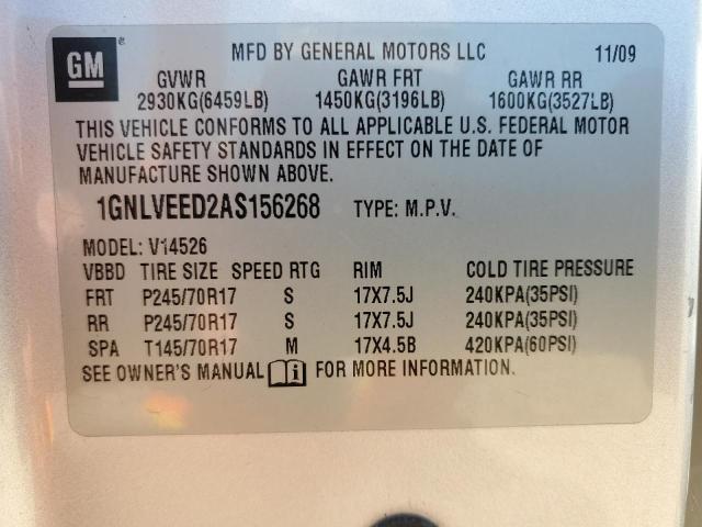 2010 CHEVROLET TRAVERSE L - 1GNLVEED2AS156268