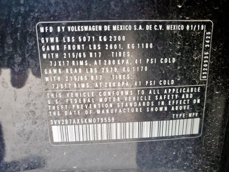 2019 VOLKSWAGEN TIGUAN SE 3VV2B7AX5KM079559