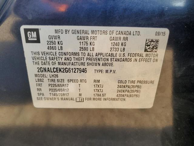 2016 CHEVROLET EQUINOX LT - 2GNALCEK2G6127946