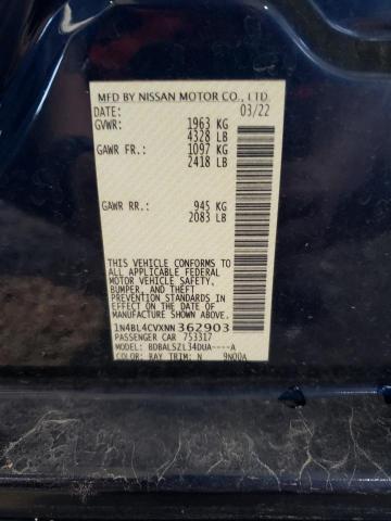 2022 NISSAN ALTIMA SR 1N4BL4CVXNN362903