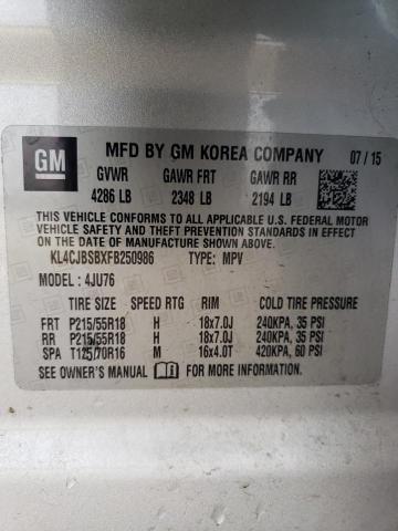 2015 BUICK ENCORE CON KL4CJBSBXFB250986