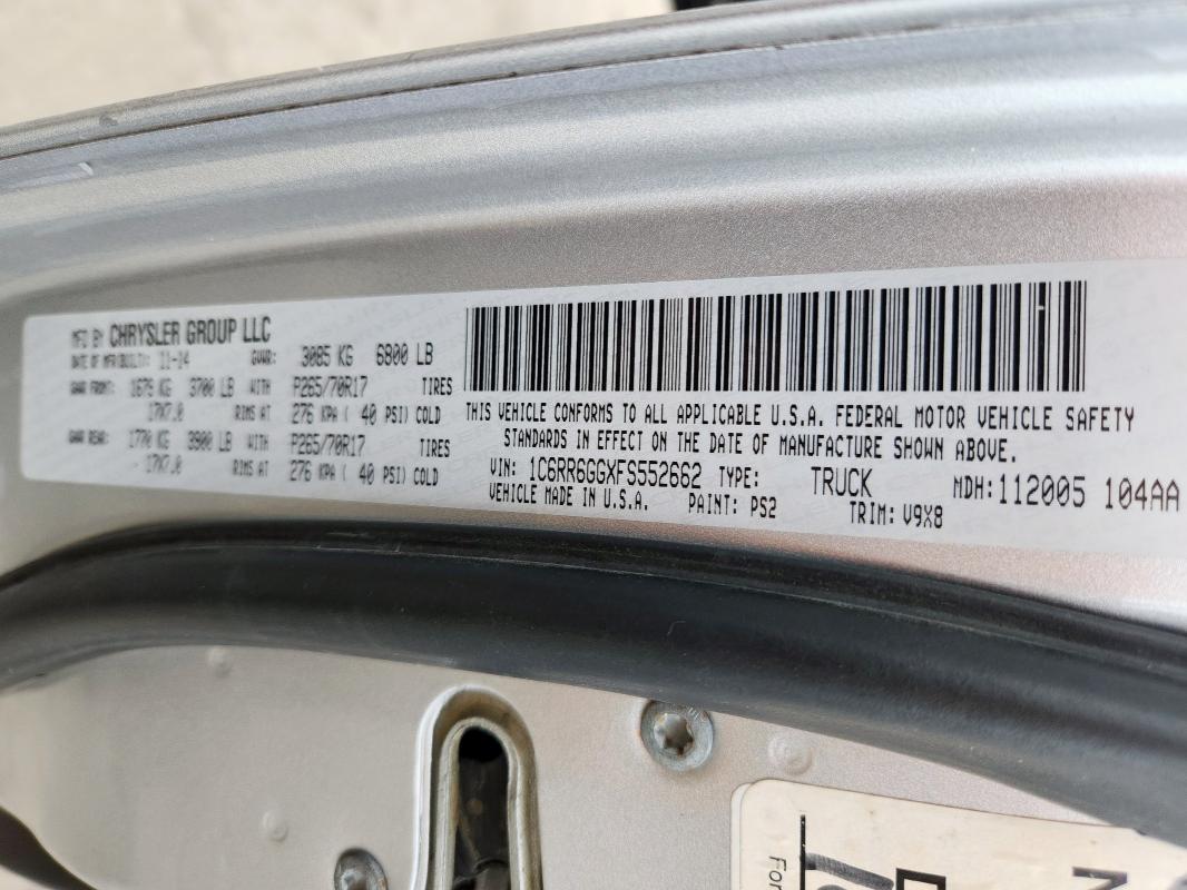 2015 RAM 1500 SLT - 1C6RR6GGXFS552662