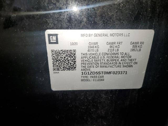 2021 CHEVROLET MALIBU LT 1G1ZD5ST0MF023371