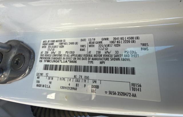 2020 FORD ESCAPE SE - 1FMCU9G67LUA79806