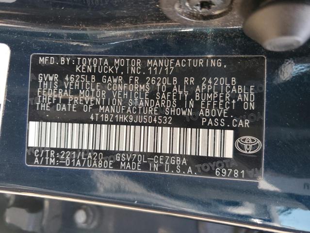 2018 TOYOTA CAMRY XLE 4T1BZ1HK9JU504532