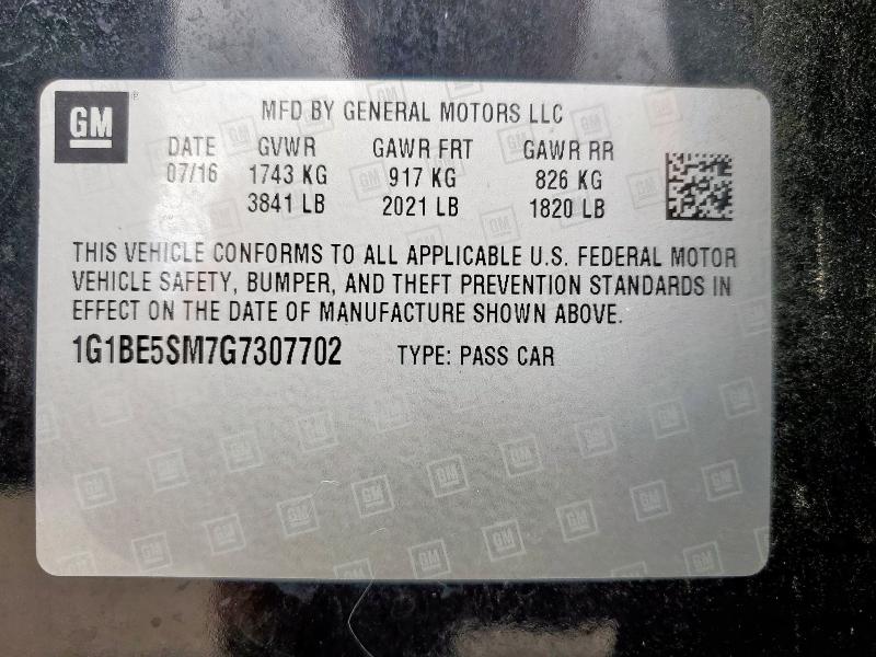 2016 CHEVROLET CRUZE LT 1G1BE5SM7G7307702