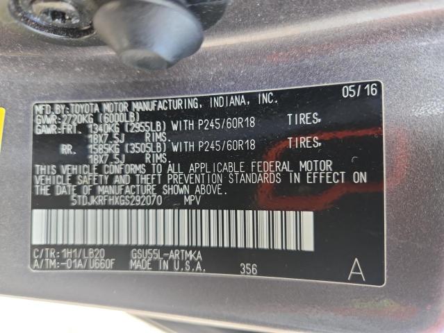 2016 TOYOTA HIGHLANDER - 5TDJKRFHXGS292070