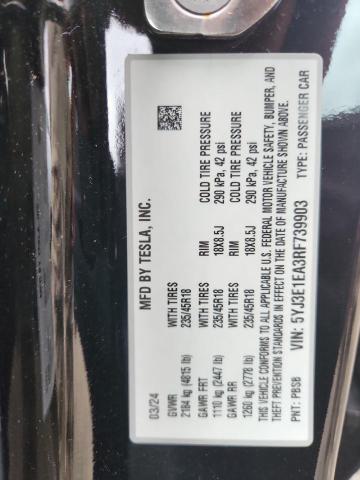 2024 TESLA MODEL 3 5YJ3E1EA3RF739903
