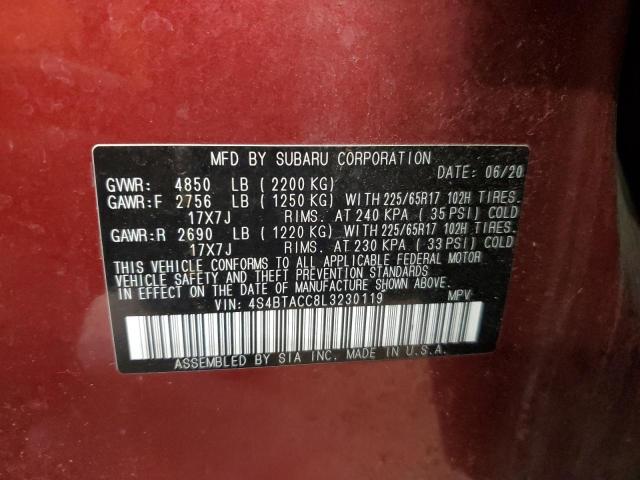 2020 SUBARU OUTBACK PR 4S4BTACC8L3230119