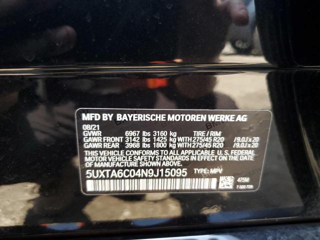 2022 BMW X5 XDRIVE4 - 5UXTA6C04N9J15095