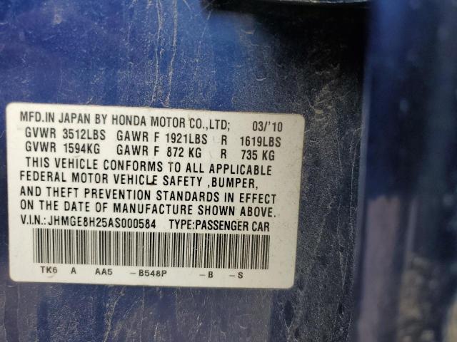 2010 HONDA FIT - JHMGE8H25AS000584