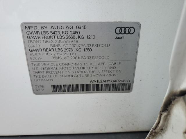 2016 AUDI Q5 PREMIUM WA1L2AFP5GA020633