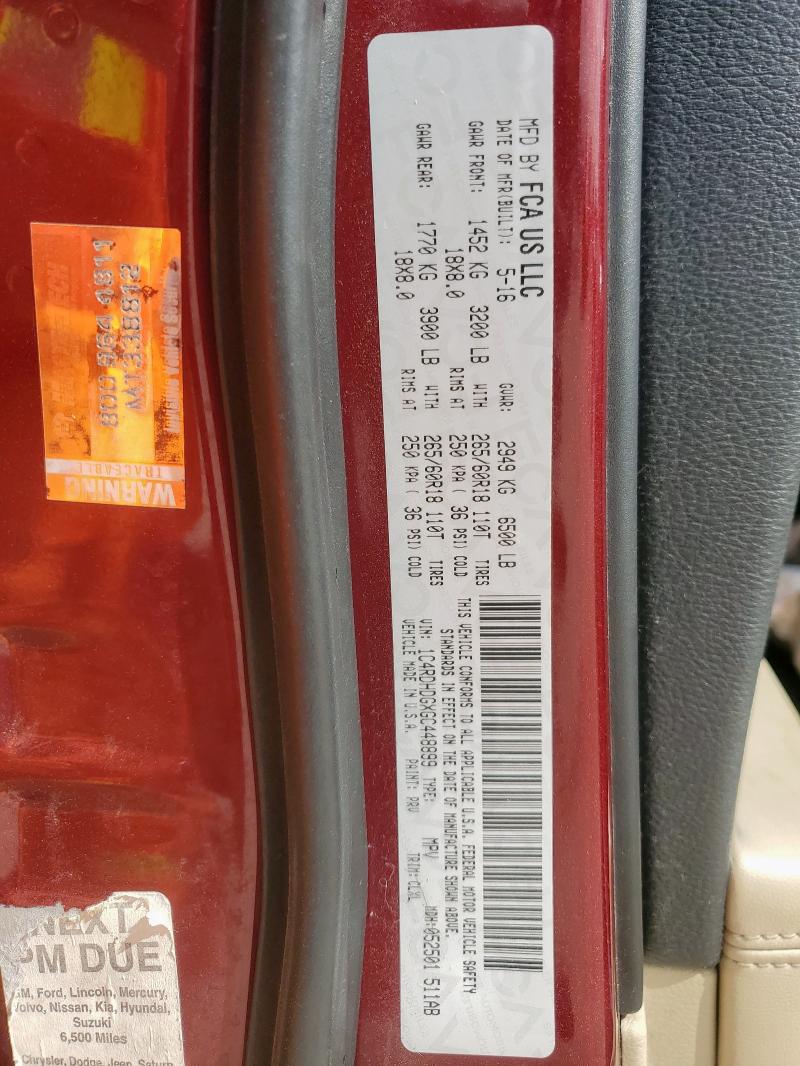 2016 DODGE DURANGO LIMITED 1C4RDHDGXGC448899