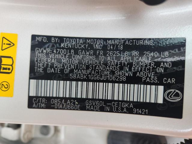 2018 LEXUS ES 350 58ABK1GG6JU106298