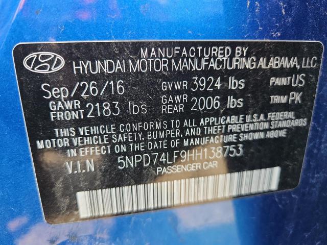 2017 HYUNDAI ELANTRA SE - 5NPD74LF9HH138753