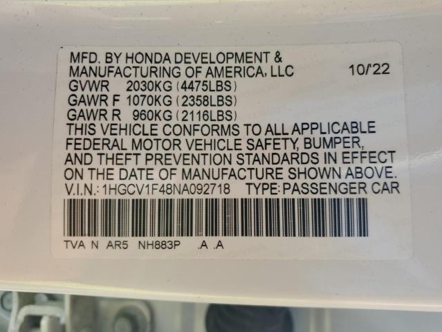 2022 HONDA ACCORD SPO - 1HGCV1F48NA092718