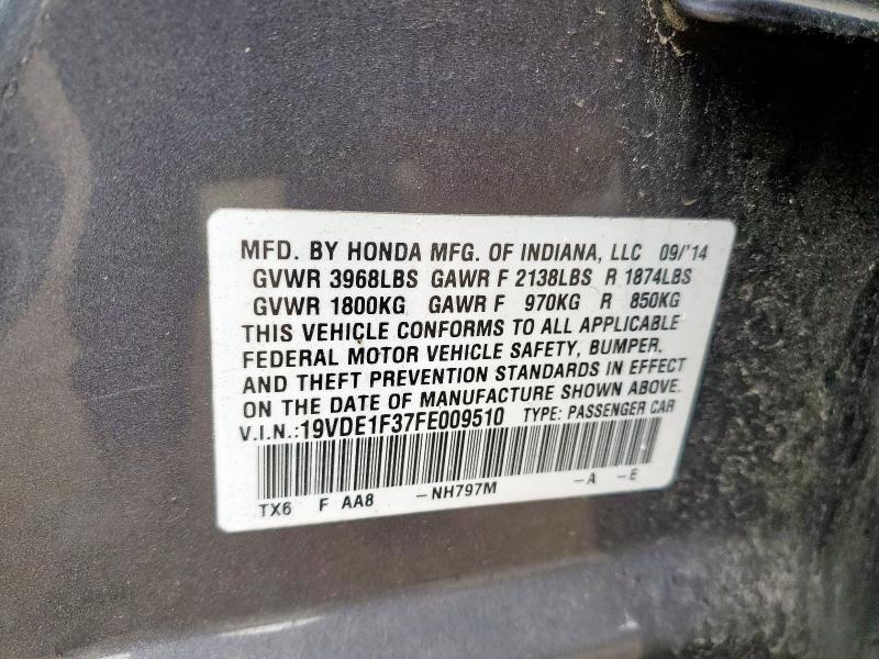 2015 ACURA ILX 20 19VDE1F37FE009510