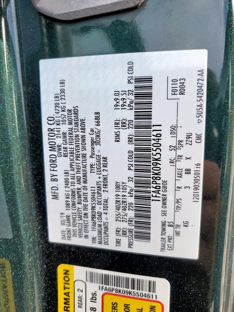 2019 FORD MUSTANG BU 1FA6P8K09K5504611