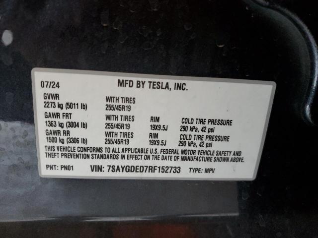 2024 TESLA MODEL Y 7SAYGDED7RF152733