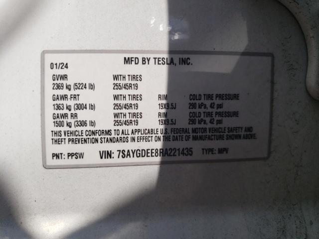 2024 TESLA MODEL Y 7SAYGDEE8RA221435
