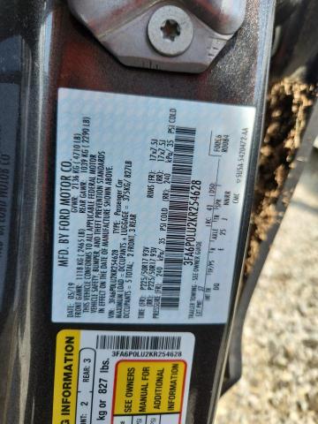 2019 FORD FUSION SE - 3FA6P0LU2KR254628