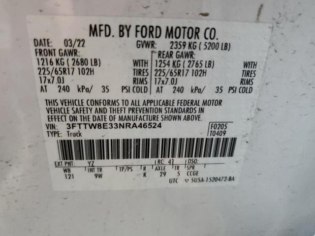 2022 FORD MAVERICK X 3FTTW8E33NRA46524