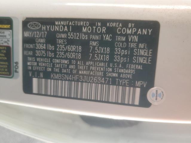 2018 HYUNDAI SANTA FE SE KM8SN4HF3JU263471