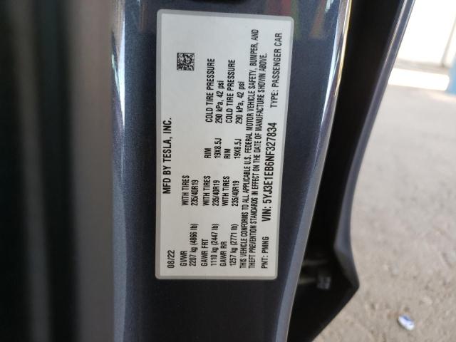 2022 TESLA MODEL 3 5YJ3E1EB6NF327834
