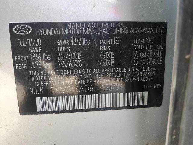 2020 HYUNDAI SANTA FE SEL 5NMS33AD6LH253704