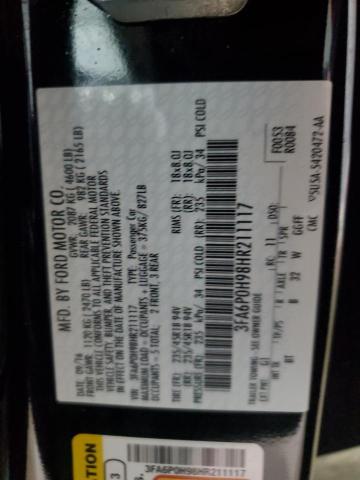 2017 FORD FUSION SE - 3FA6P0H98HR211117