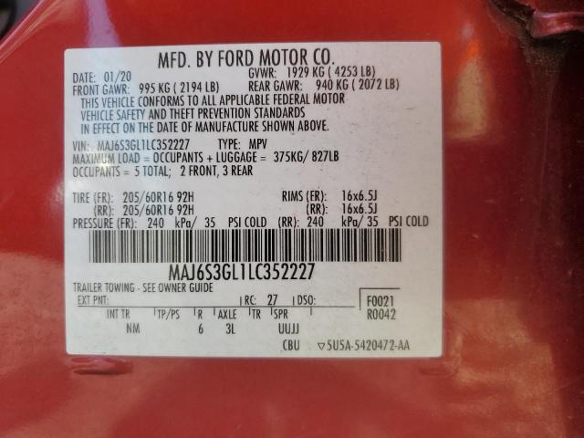 2020 FORD ECOSPORT S MAJ6S3GL1LC352227