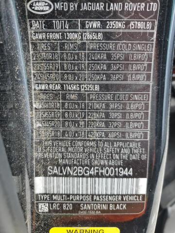 2015 LAND ROVER RANGE ROVE SALVN2BG4FH001944